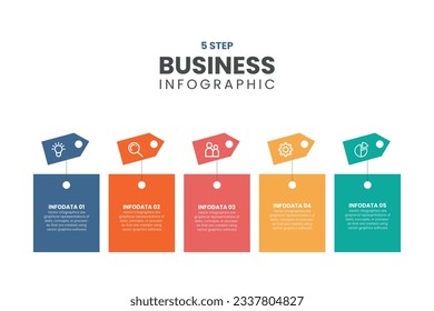 Plantilla de diseño de elementos infográficos, concepto de negocio con 5 pasos o opciones, se puede utilizar para diseño de flujo de trabajo, diagrama, informe anual, diseño web.Banner creativo, vector de etiqueta