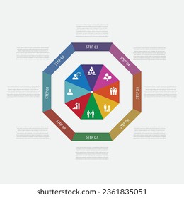 Plantilla de diseño de elementos infográficos para el concepto de negocio con 8 pasos o opciones.