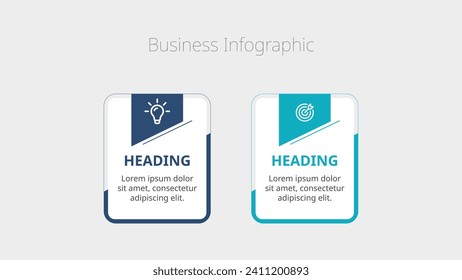 Plantilla de diseño de elementos infográficos, concepto de negocio con 2 pasos o opciones. Diseños de flujo de trabajo, diagramas, informes anuales, diseños web, banners creativos y etiquetas en forma vectorial.