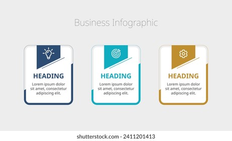 Infographic elements design template, business concept featuring 3 steps or options. Workflow layouts, diagrams, annual reports, web designs, creative banners and labels in vector form.