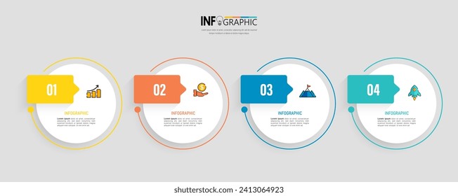 Plantilla de diseño de elementos infográficos, concepto de negocio con 4 pasos. 