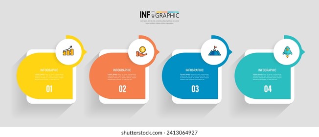 Plantilla de diseño de elementos infográficos, concepto de negocio con 4 pasos. 