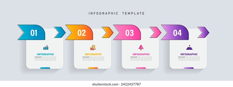 Infographic elements design template, business concept with 4 steps. Vector 