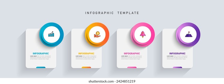 Plantilla de diseño de elementos infográficos, concepto de negocio con 4 pasos. Vector 