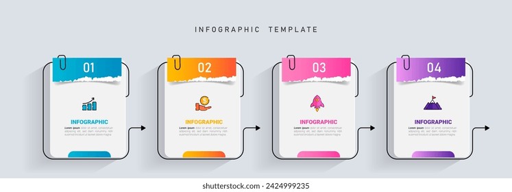 Plantilla de diseño de elementos infográficos, concepto de negocio con 4 pasos. Vector 