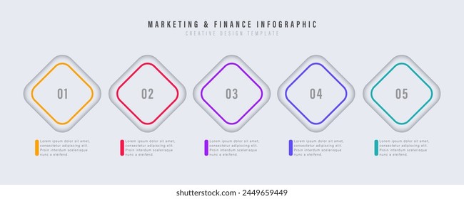 Infographic elements design template, business concept with 5 steps or options, can be used for workflow layout, diagram, annual report, web design.Creative banner, label vector.