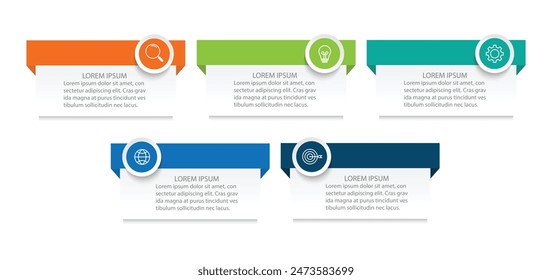 Plantilla de diseño de elementos infográficos, concepto de negocio con 5 pasos