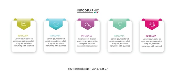 Infographic elements design template, business concept with 5 steps or options, can be used for workflow layout, diagram, annual report, web design. Creative banner, label vector.