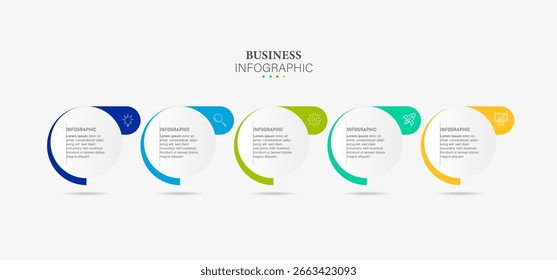 Infographic elements design template, business concept with 5 steps or options, can be used for workflow layout, diagram, annual report, web design.Creative banner, label vector.