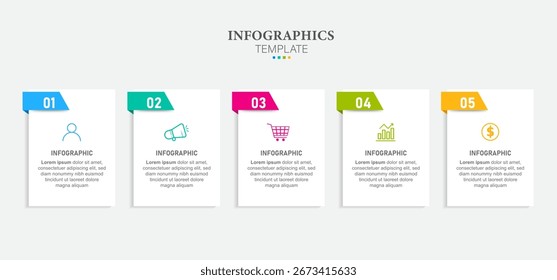 Infographic elements design template, business concept with 5 steps or options, can be used for workflow layout, diagram, annual report, web design.Creative banner, label vector.