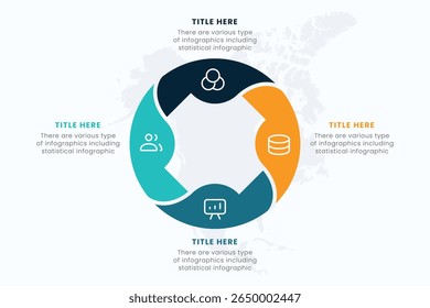 Infographic elements design template, A circle infographic with 4 steps can be used for workflow layout, presentation, diagram, banner, web design, and vector illustration.