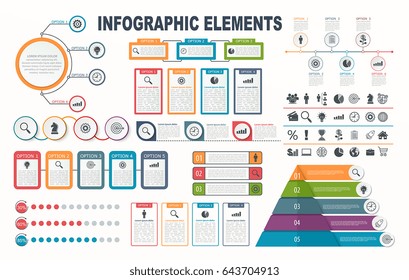 Infographic elements, diagram, workflow layout, business step options, banner, web design.
