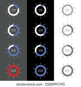 Infographic elements. Elevate your project with these sleek, modern circular progress bars. Perfect for showcasing data, tracking progress, or enhancing your UI,UX design. Vector illustration Concept.