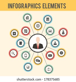 infographic elements with flat style icons set. vector graphic business modern template