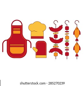 Infographic elements food grill,bbq,roast,steak flat Vector illustration hipster concept.can be used for layout, advertising and web design.