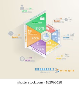 Infographic elements in a form of hexagon shapes, vector eps10.  perfect for step up options, workflow layout, web design, number options, diagram, etc.