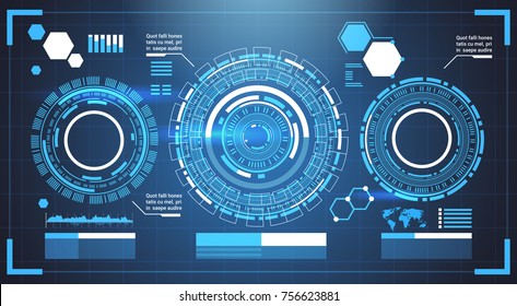 Infographic Elements Futuristic Template Banner With Copy Space Tech Abstract Background Charts And Graph Vector Illustration