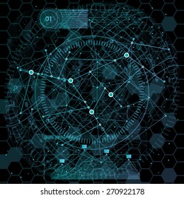infographic elements. futuristic user interface. Abstract polygonal space low poly dark background with connecting dots and lines. Vector science Polygonal background. Futuristic HUD background.