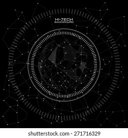 infographic elements. futuristic user interface. Abstract polygonal space low poly dark background with connecting dots and lines. Vector science Polygonal background. Futuristic HUD background.