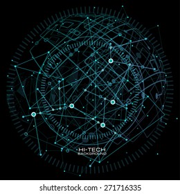 infographic elements. futuristic user interface. Abstract polygonal space low poly dark background with connecting dots and lines. Vector science Polygonal background. Futuristic HUD background.