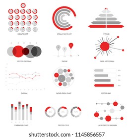 Infographic Elements, Global Data Visualisation Vector Set. Circle Diagram, Rating, Target, Pie Chart Modern Simple Design. Education, Technology, Annual Report, Business Data Infographic Elements