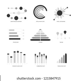 Infographic Elements, Global Data Visualisation Vector Set. Rating, Target, Circle Diagram, Pie Chart Modern Clean Design. Education Service, Technology, Report, Presentation Infographic Elements