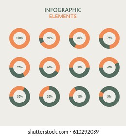 Infographic elements in green and orange color. Business vector illustration for presentation, booklet, website, brochure, banner, card, step up options, web design, poster, flyer, timeline.