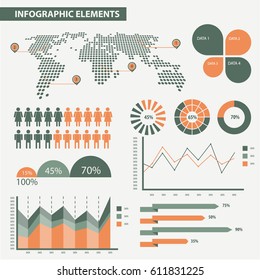 Infographic elements in green and orange color. Business vector illustration for presentation, booklet, website, brochure, banner, card, step up options, web design, poster, flyer, timeline.