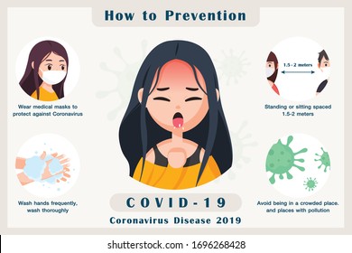 Infographic Elements How to Prevent Infection from a New Coronavirus , covid-19 vector illustration
