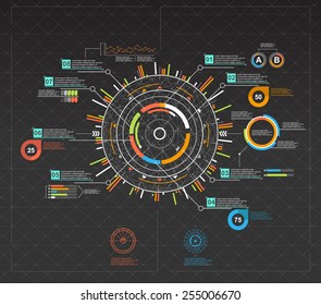 infographic elements. HUD UI for business app. Futuristic user interface. Abstract virtual graphic touch user interface. UI hud infographic interface screen monitor set web elements.