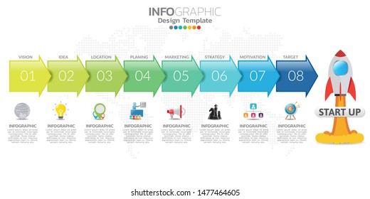 Infographic elements with icons in concept for Startup.