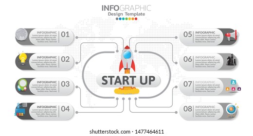 Infographic elements with icons in concept for Startup.