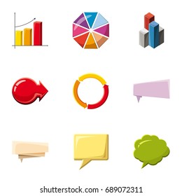 Infographic elements icons set. Cartoon set of 9 infographic elements vector icons for web isolated on white background