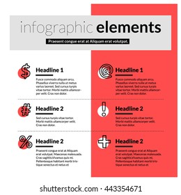Infographic Elements and Icons (Vector Illustration in Line Art Flat Style Design)