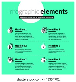 Infographic Elements and Icons (Vector Illustration in Line Art Flat Style Design)