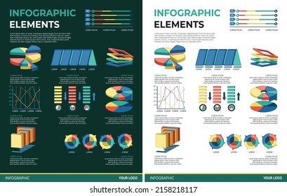 Elementos infográficos Conjunto de ilustración DarkLight