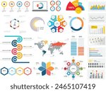 Infographic Elements - Includes bar and line charts, percentages, pie charts, step-by-step diagrams, options, timelines, and people infographics. Vector EPS10 illustration.