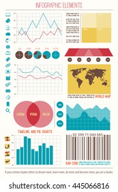 infographic elements, internet technology icons. vector time line option graph, bar code symbol. pie chart info graphic icon. economy statistic and financial growth report presentation banner template