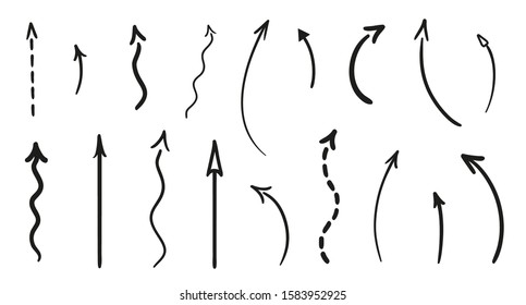 Infographic elements isolated on white. Hand drawn arrow. Abstract arrows for your work. Black and white illustration