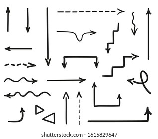 Infographic elements isolated on white. Set of different pointers. Abstract arrows. Black and white illustration