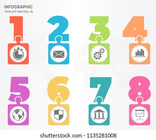 Infographic elements with jigsaw and number 8 options