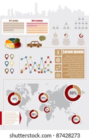 Infographic elements with maps, charts and icons