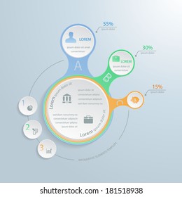 Infographic elements, metaball style,  Perfect for step up options, work flow layout, web design, number options, diagram, etc.