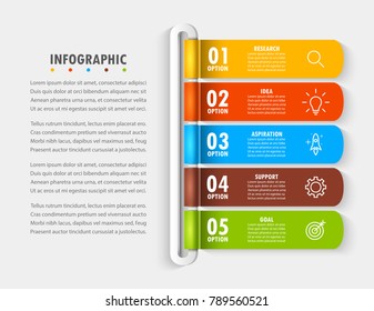 Infographic elements in modern fashion timeline of five options