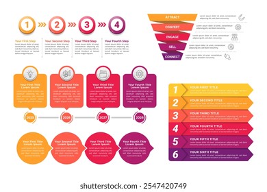 Infographic Elements with Multiple Step for Business Presentation, Poster, and Banner.