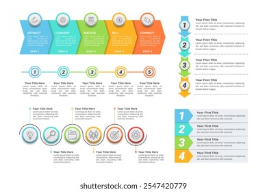 Infographic Elements with Multiple Step for Business Presentation, Poster, and Banner.