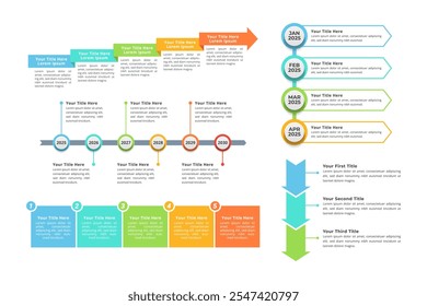 Infographic Elements with Multiple Step for Business Presentation, Poster, and Banner.