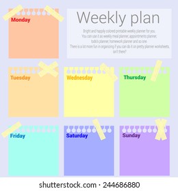 Infographic elements - notes. Weekly plan. Weekly planner. 