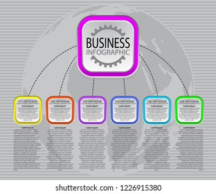 The infographic elements on the earth background