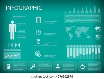 infographic elements on a green background